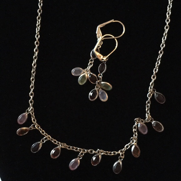 Estate 16” vintage solid Sterling silver necklace with matching earrings… - Picture 7 of 8